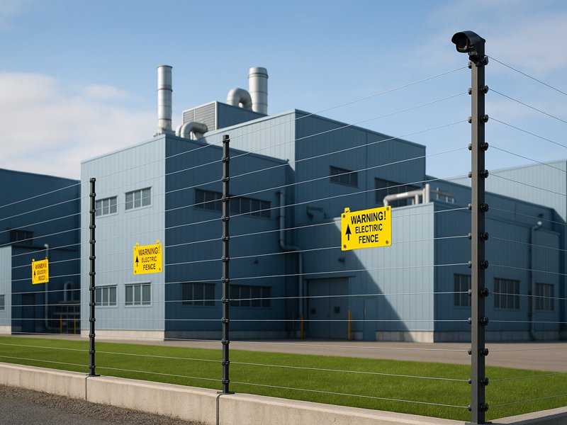 Cerco eléctrico perimetral en instalación industrial