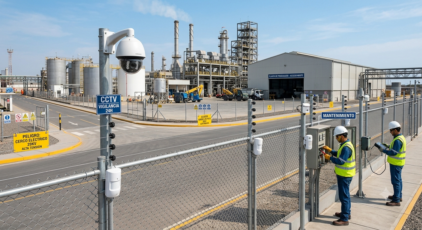 Planta industrial con monitoreo técnico